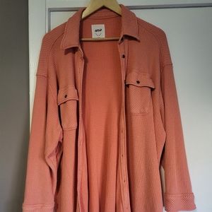 Aerie Coral Button-Up Waffle Lumberjane